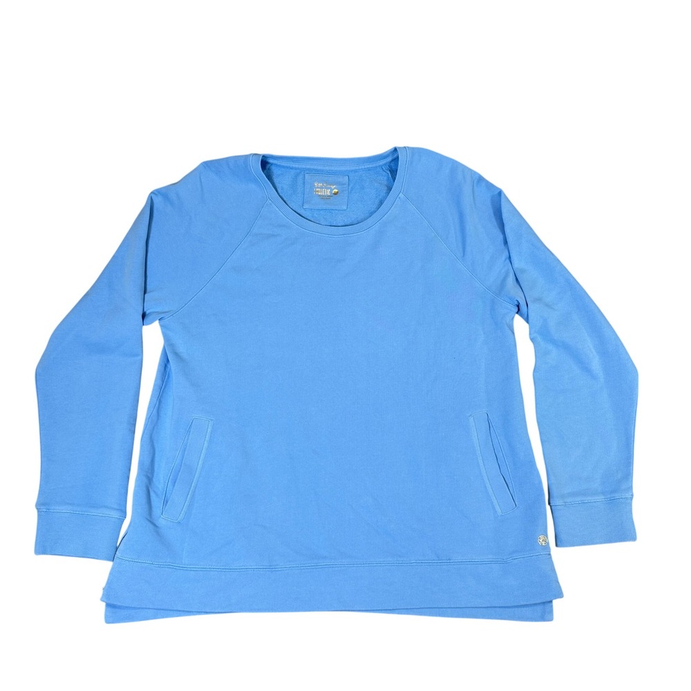Lilly Pulitzer Luxletic Blue Sweatshirt XXL Pullover Pockets Gold Side Zips